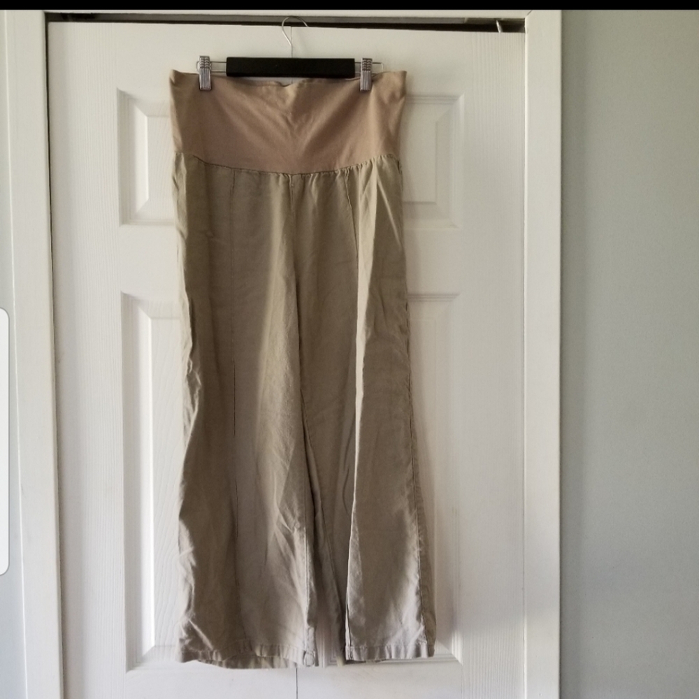 👖LINEN BLEND CROPPED WIDE LEG PANTS